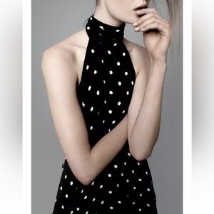 Zara Black and White Polka Dot Strapless Dress